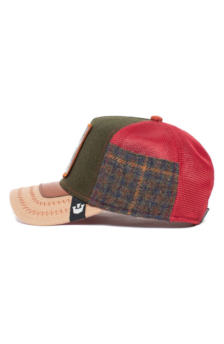 Goorin Bros. Trunchbull Crocodile Patch Flannel Trucker Hat, Alternate, color, Olive