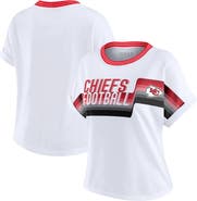 WEAR by Erin Andrews Women's WEAR by Erin Andrews White Kansas City Chiefs Cropped Center Stripe Dolman T-Shirt