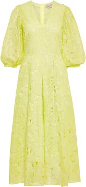 Maison Common Lace Midi Dress With Balloon Sleeves
