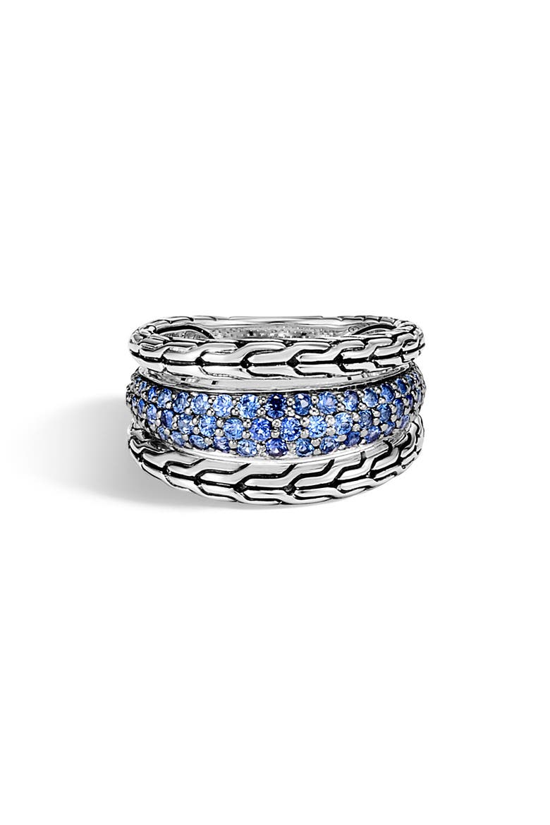 Classic Chain Blue Sapphire Ring, Main, color, SILVER/ BLUE SAPPHIRE