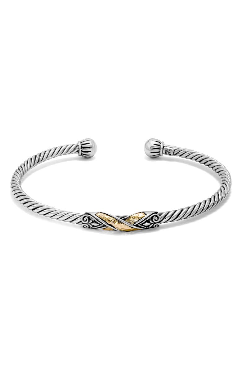 SAMUEL B. Sterling Silver & 18K Gold Twisted Bangle Bracelet, Main, color, 