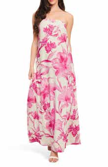 FLYING TOMATO Strapless Floral Maxi Dress
