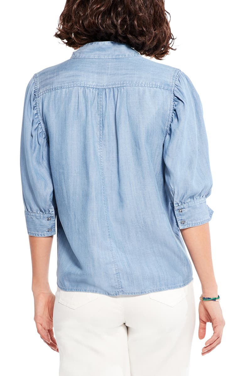 NIC+ZOE Puff Sleeve Chambray Button-Up Blouse, Alternate, color, 