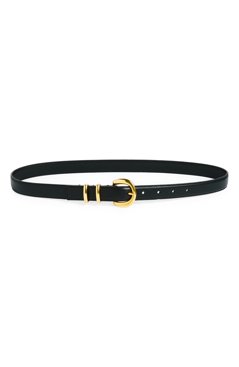 Altuzarra Round Buckle Leather Belt, Main, color, Black