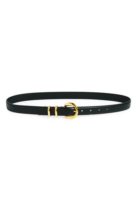 Round Buckle Leather Belt