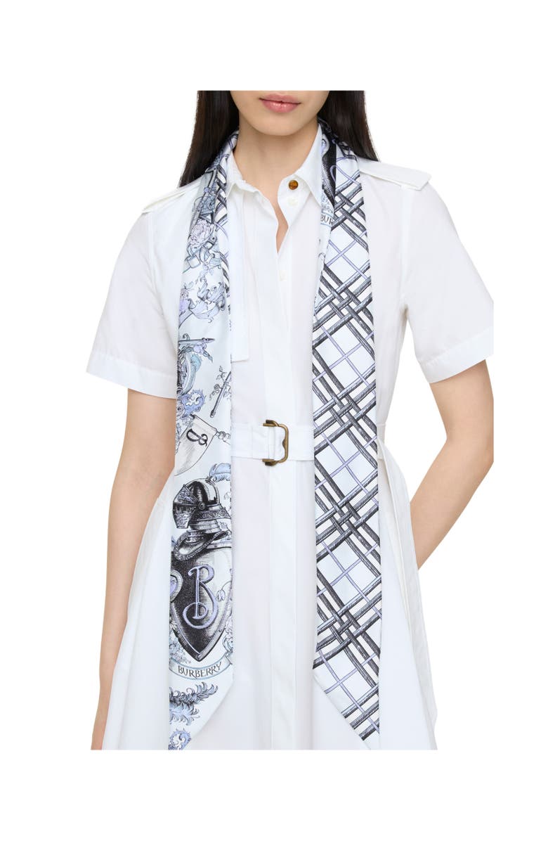 Burberry Skinny Reversible Etched Knight Silk Scarf, Alternate, color, Cornflower Blue