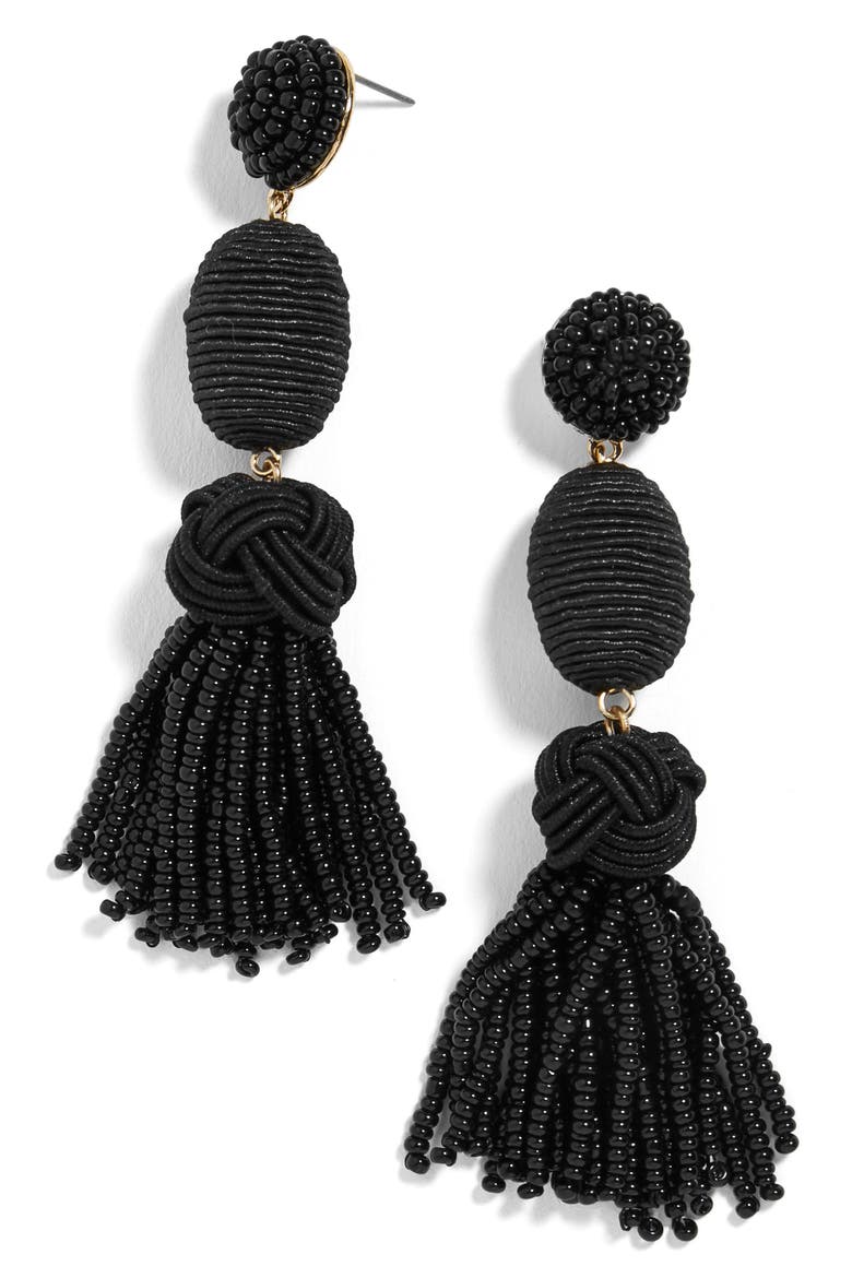 Sandriana Drop Earrings, Main, color, BLACK