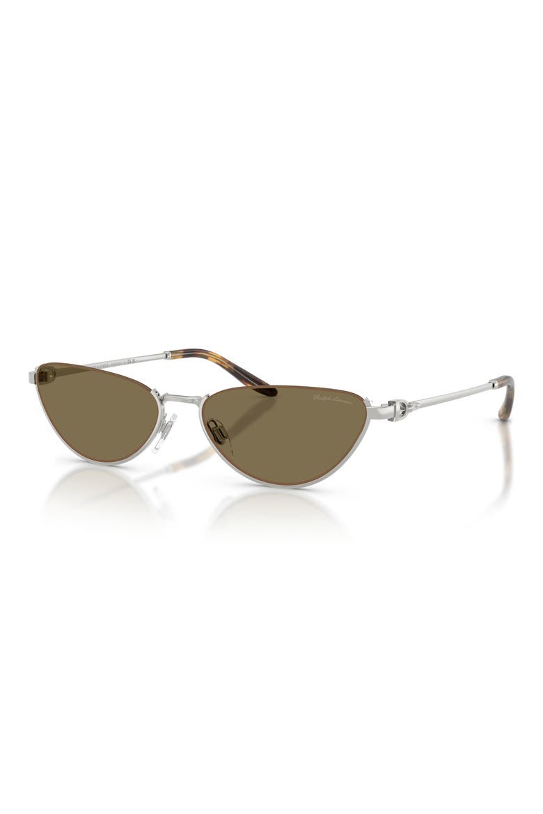 57mm Cat Eye Sunglasses, Alternate, color, SHINY SILVER / LIGHT BROWN