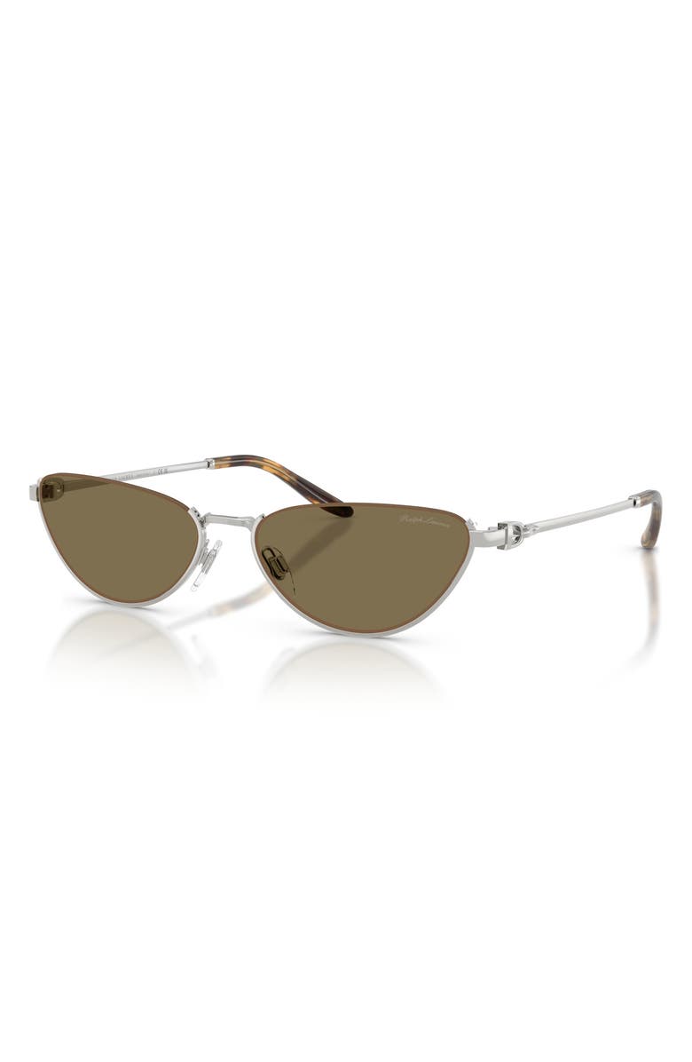 Ralph Lauren 57mm Cat Eye Sunglasses, Alternate, color, Shiny Silver / Light Brown