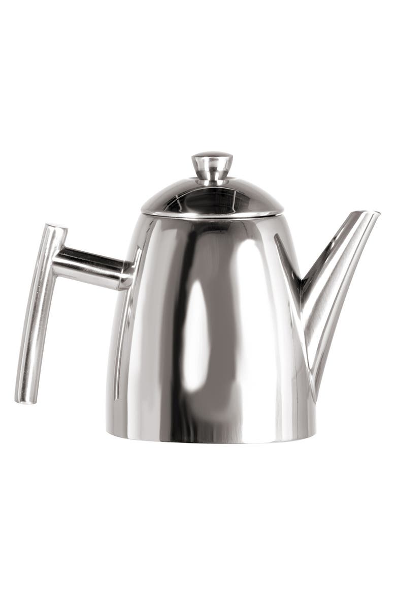 Primo 18/10 Stainless Steel Teapot with Infuser, Mirror Finish, 22 oz, Main, color, Silver