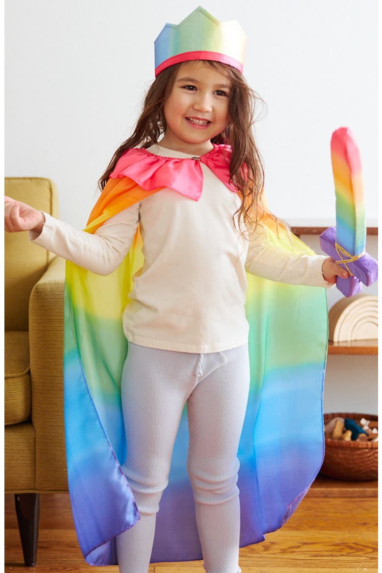 Kids' Rainbow Silk Cape, Alternate, color, RAINBOW