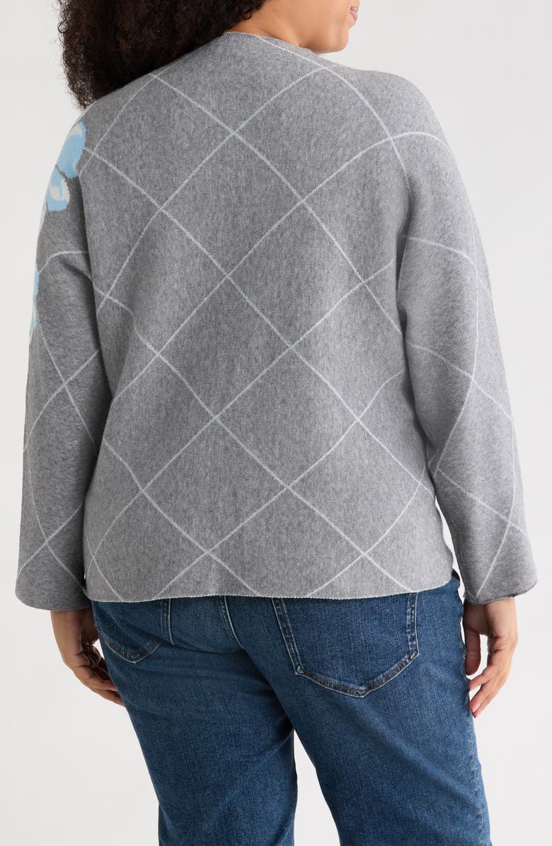 Joseph A Floral Diamond Jacquard Sweater, Alternate, color, Diamond Floral Grey