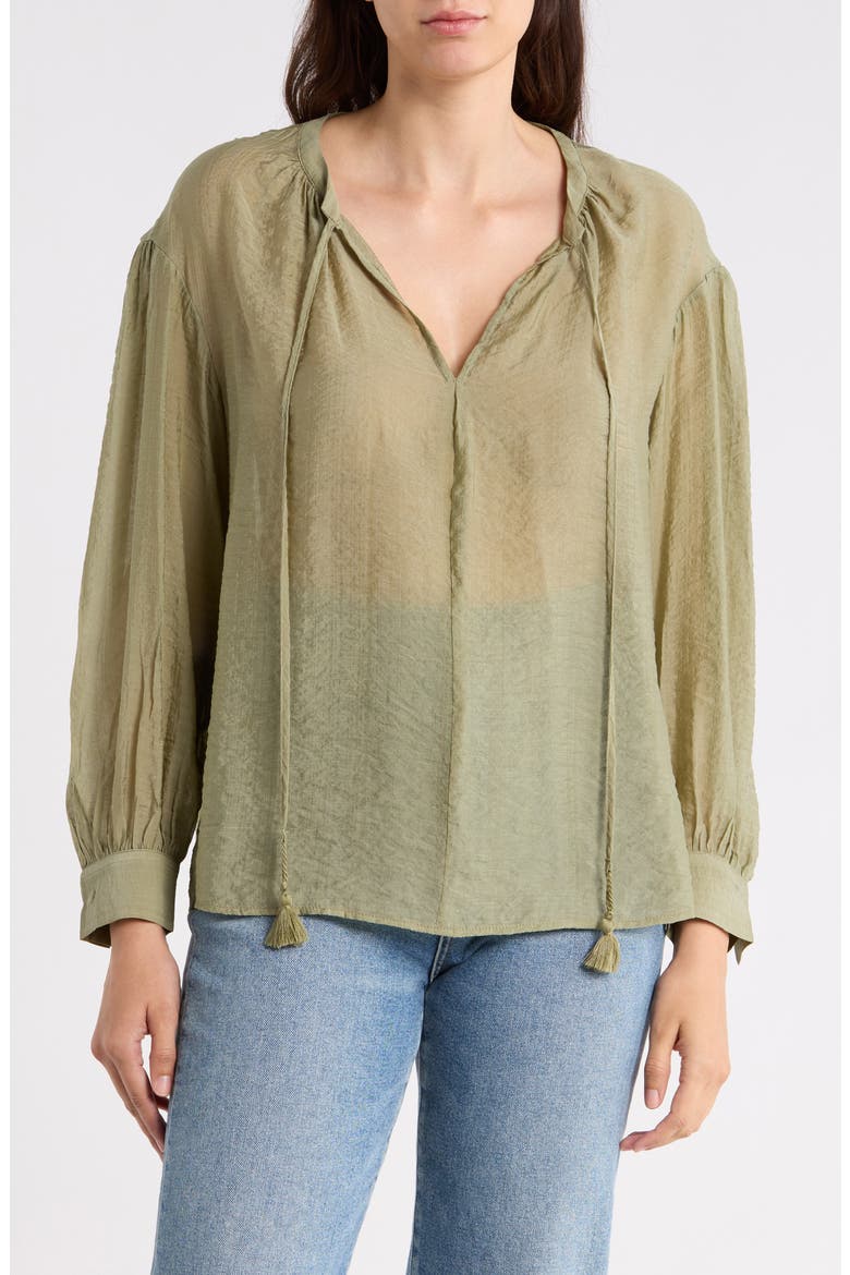 Long Sleeve Woven Top, Main, color, OLIVE