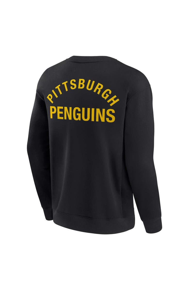 Fanatics Signature Unisex Fanatics Signature Black Pittsburgh Penguins Super Soft Pullover Crew Sweatshirt, Alternate, color, 