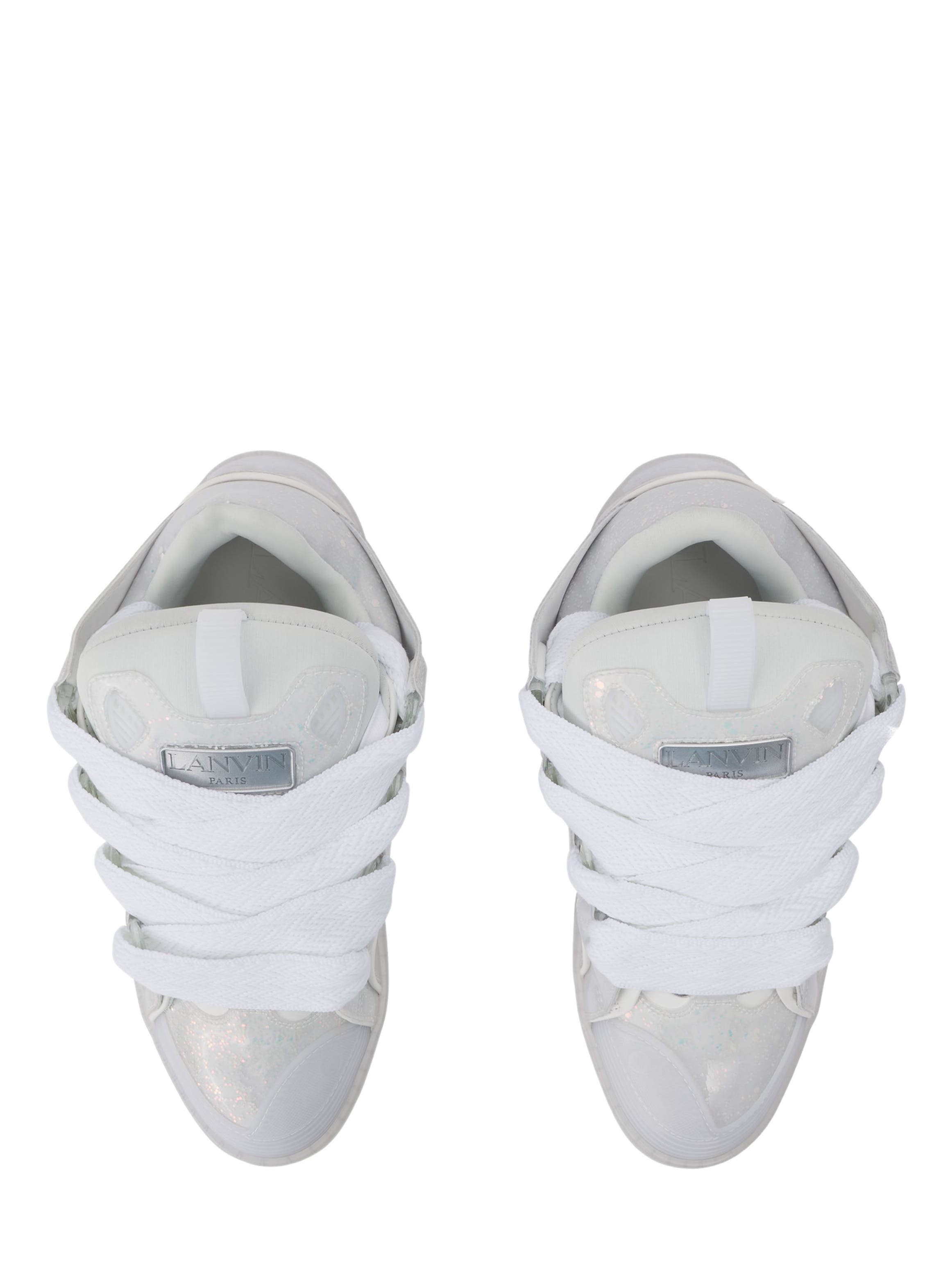 Lanvin Leather Curb Sneakers With Glitter Effect, Alternate, color, 