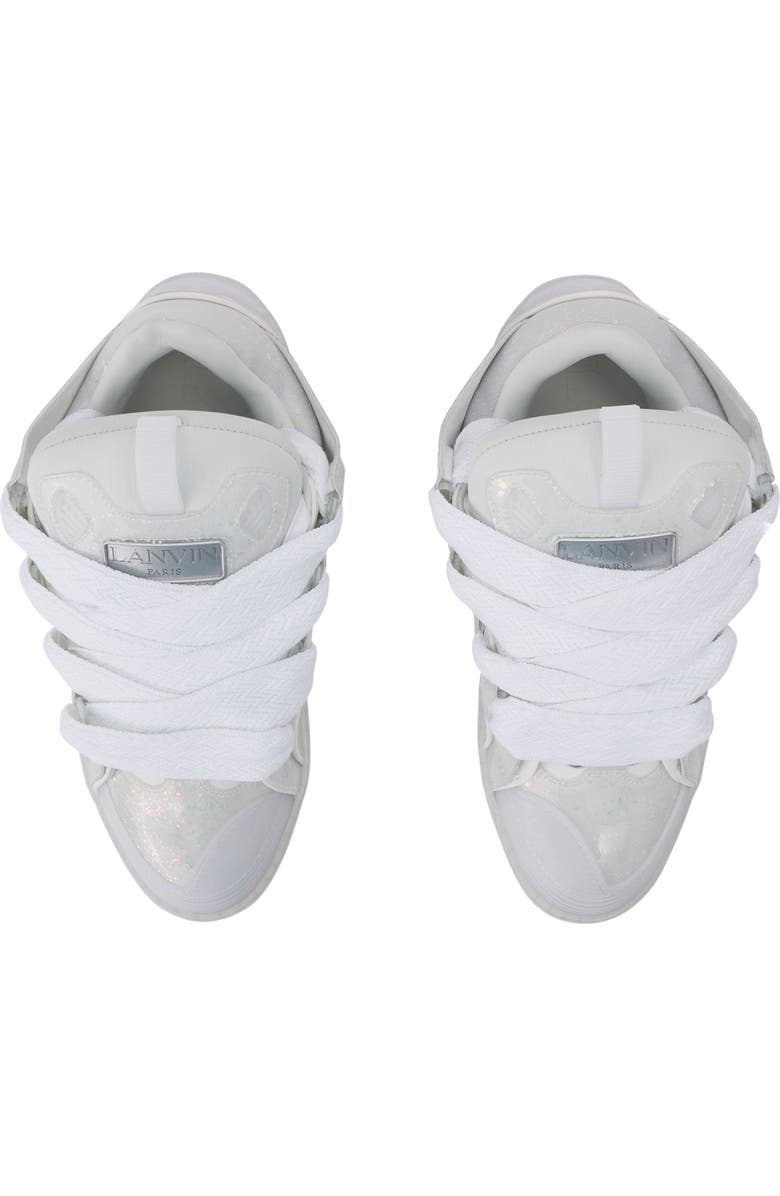 Lanvin Leather Curb Sneakers With Glitter Effect, Alternate, color,