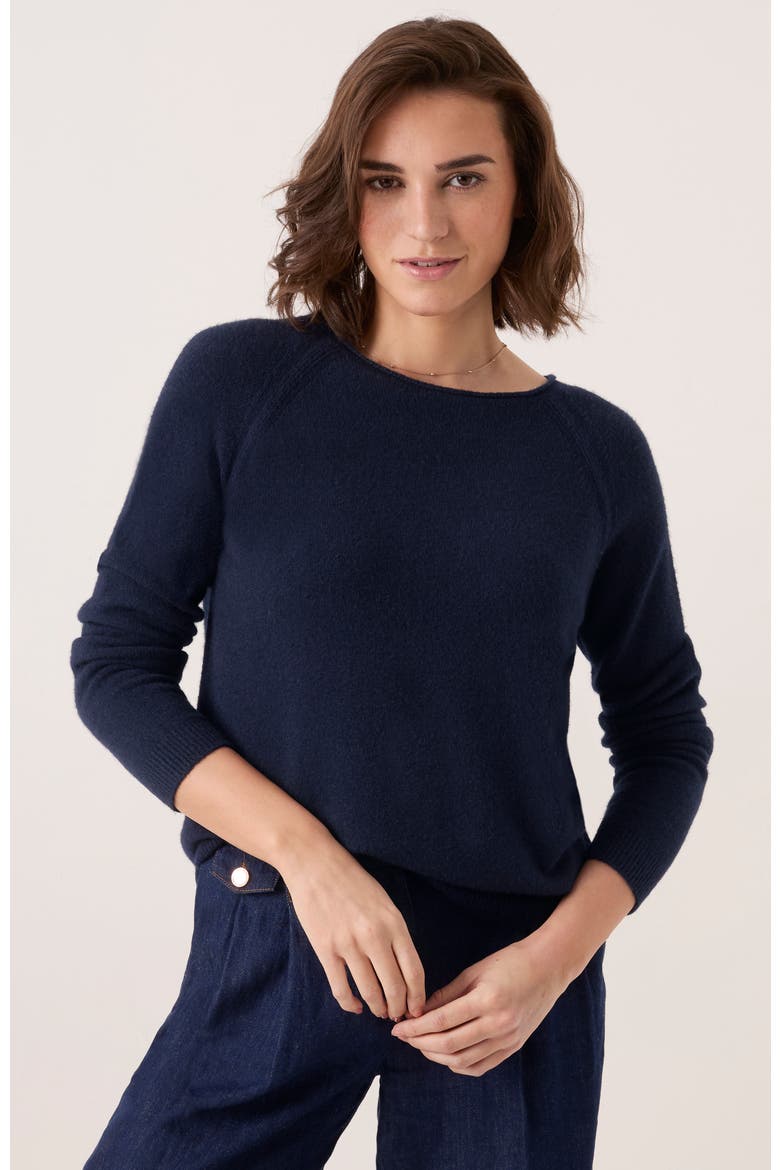Roll Edge Crew Neck Jumper, Main, color, Navy