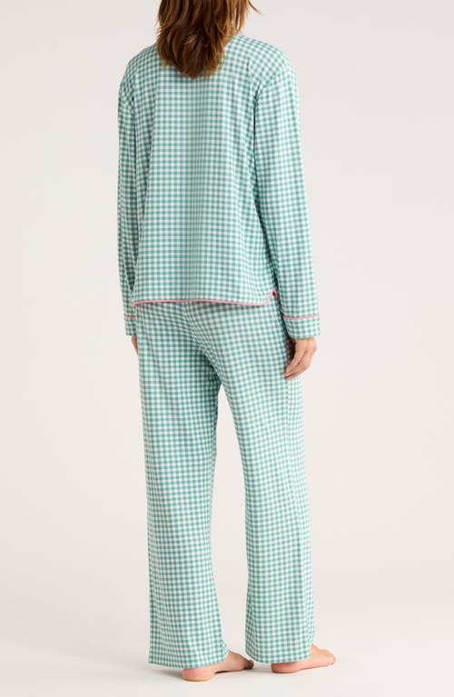 Honeydew Quiet Night Long Sleeve Button-up Top & Pants Pajamas In Green