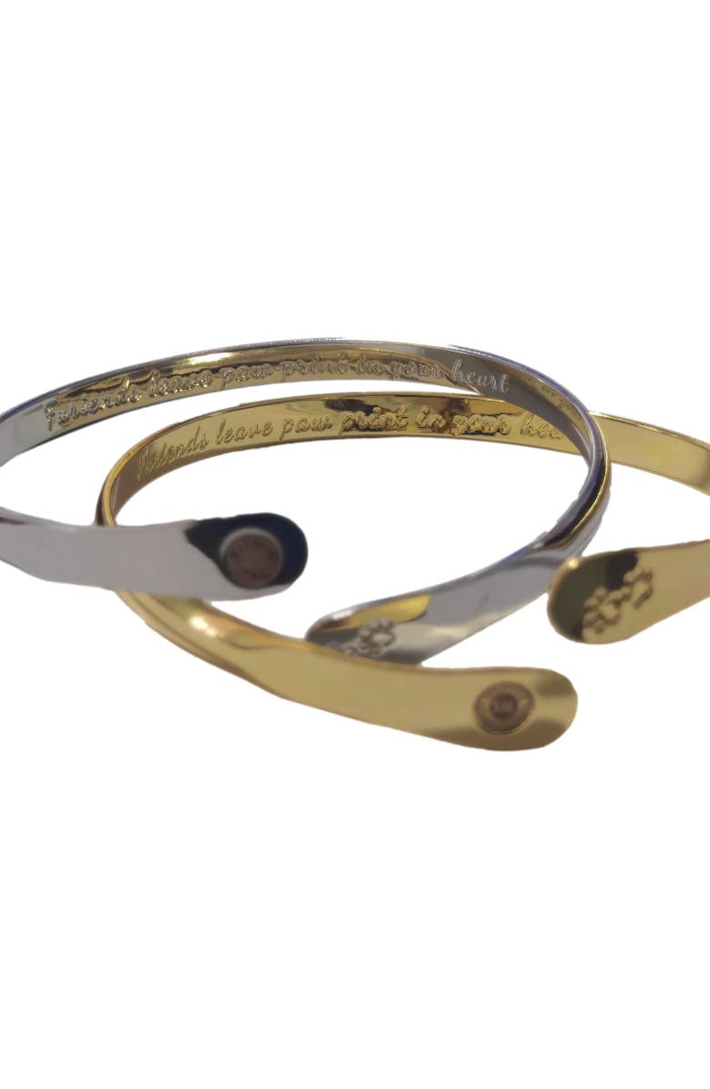 Hollywood Sensation Furry Friends Bracelet Engraved Furiends leave paw print in your heart, Alternate, color, Silver
