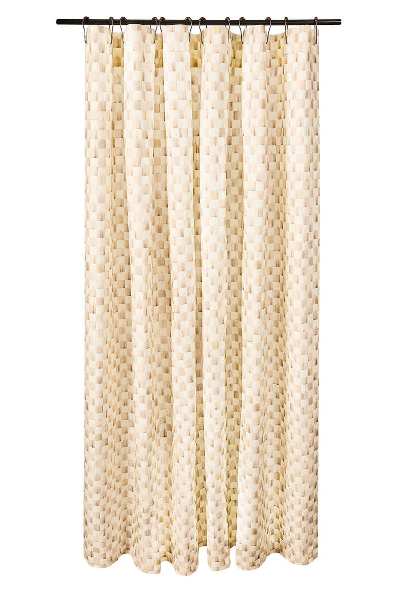 Mocha Check Shower Curtain, Main, color, MOCHA