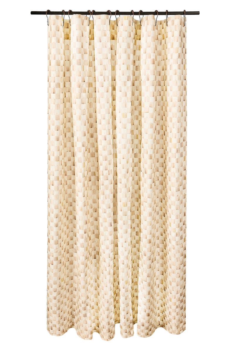 MACKENZIE CHILDS Mocha Check Shower Curtain, Main, color, Mocha