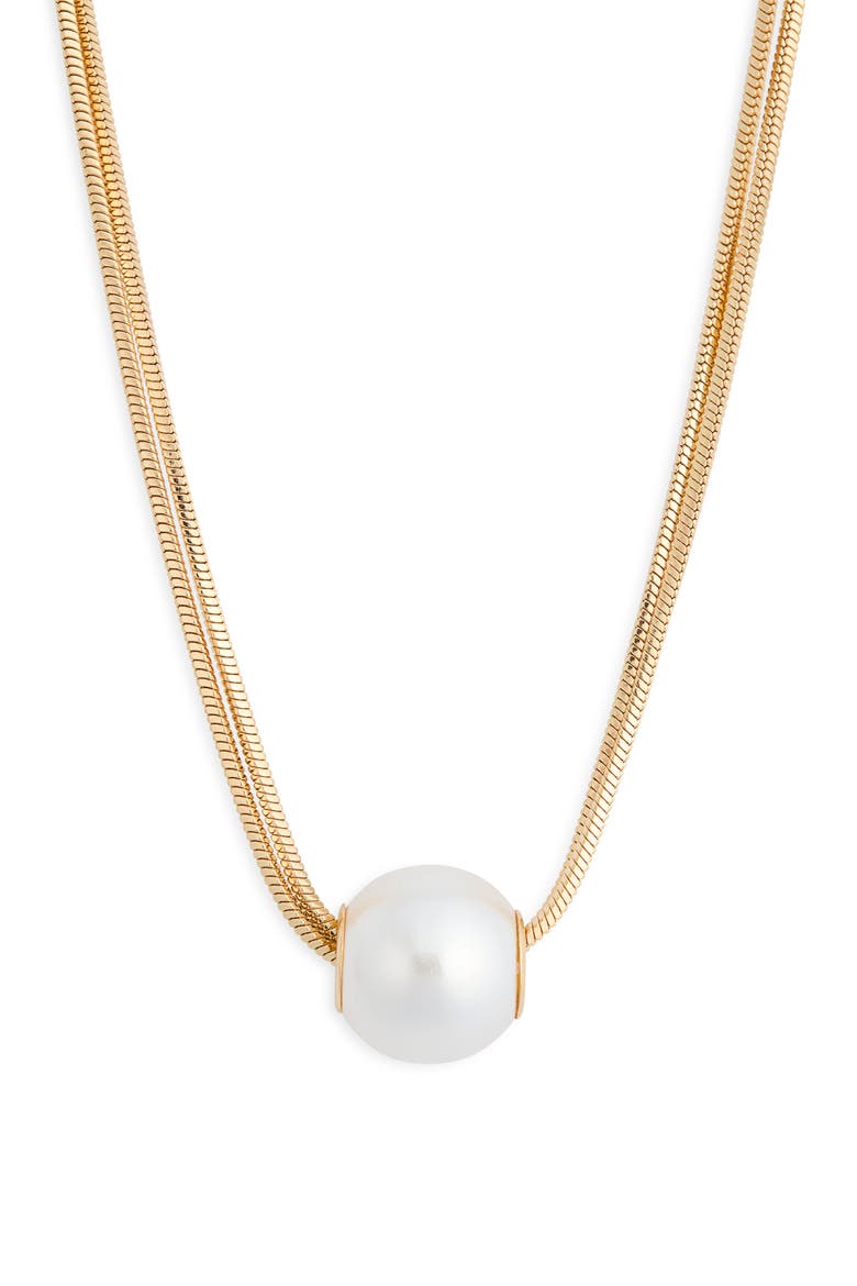 Two Layer Chain Necklace, Main, color, WHITE- GOLD