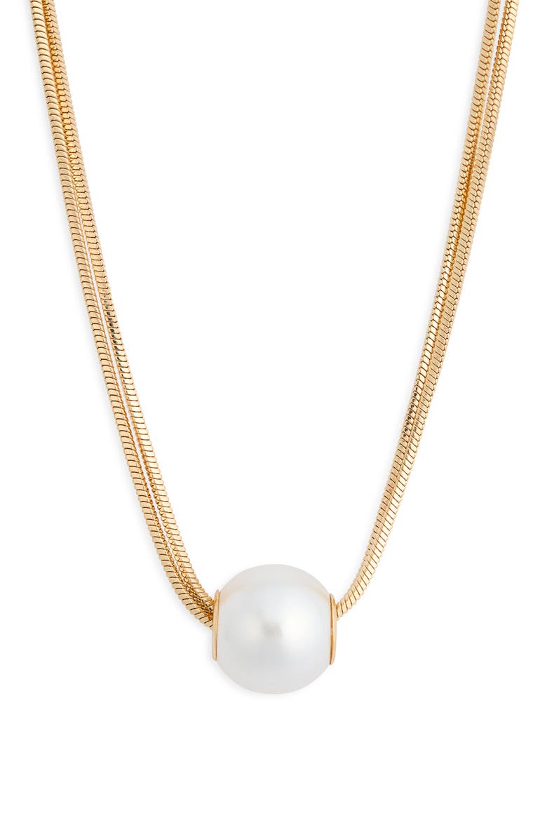 NORDSTROM RACK Two Layer Chain Necklace, Main, color, White- Gold