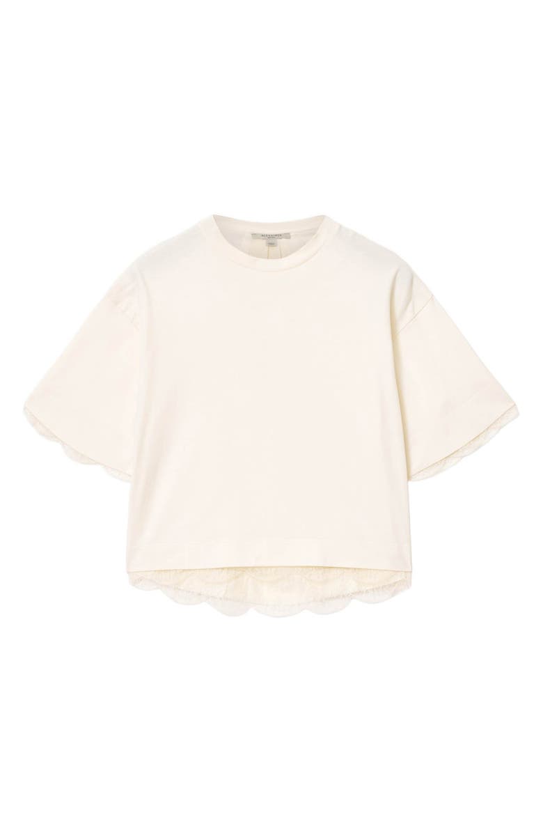 AllSaints Nia Lace Trim T-Shirt, Alternate, color, Arctic White