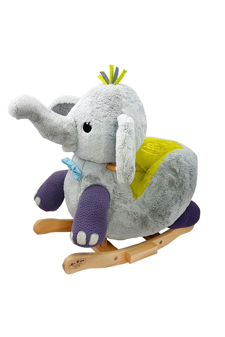 Little Rockers Elephant Wooden Plush Ride, Main, color, Multicolored