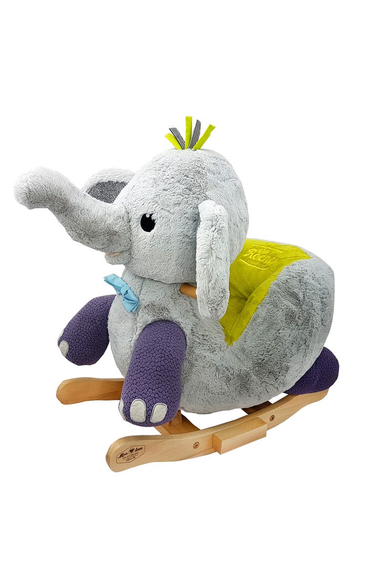 Gerardo´s Toys Little Rockers Elephant Wooden Plush Ride, Main, color, Multicolored