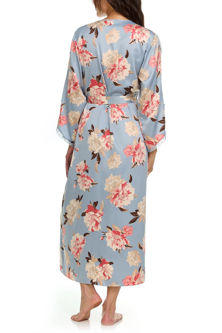 Stella Charmeuse Venise Trim Robe, Alternate, color, GREY