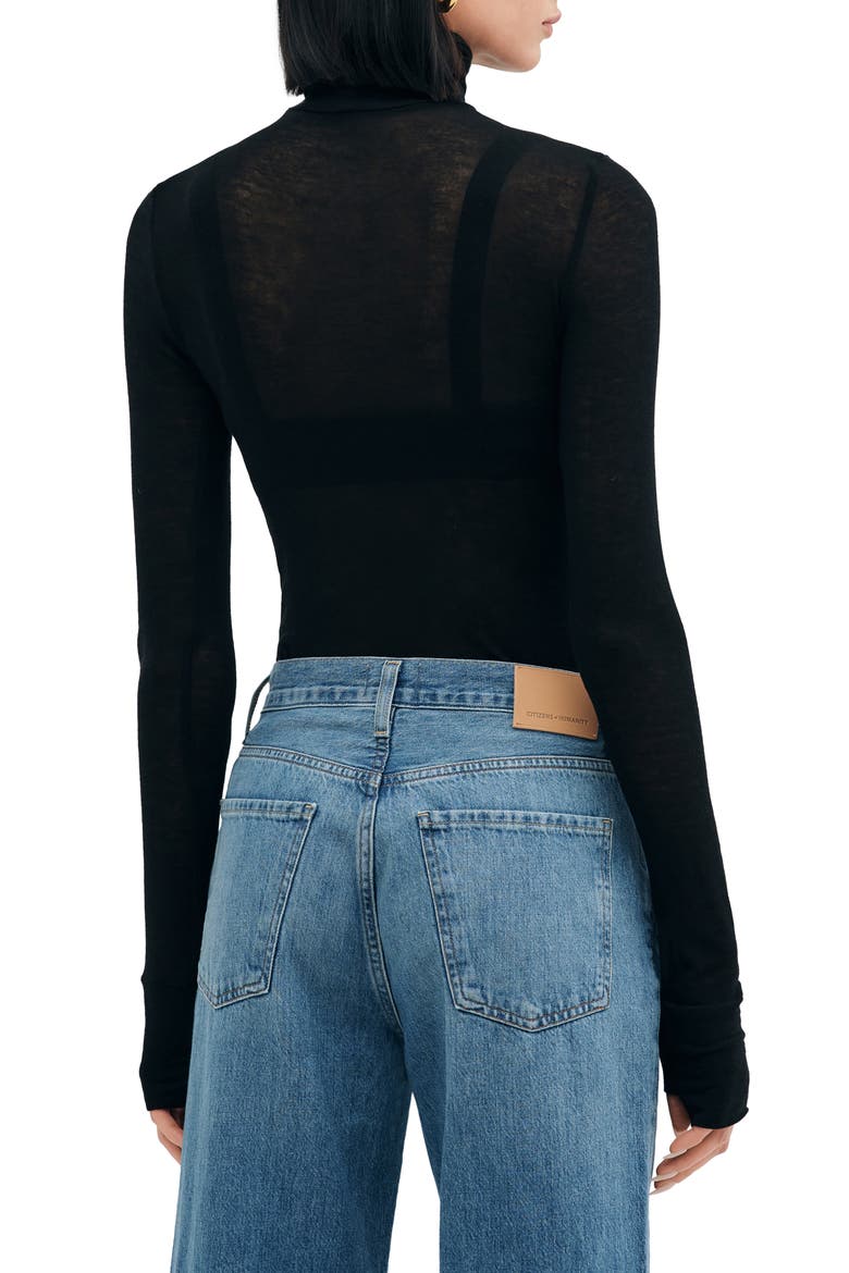Tallin Sheer Turtleneck Top, Alternate, color, BLACK