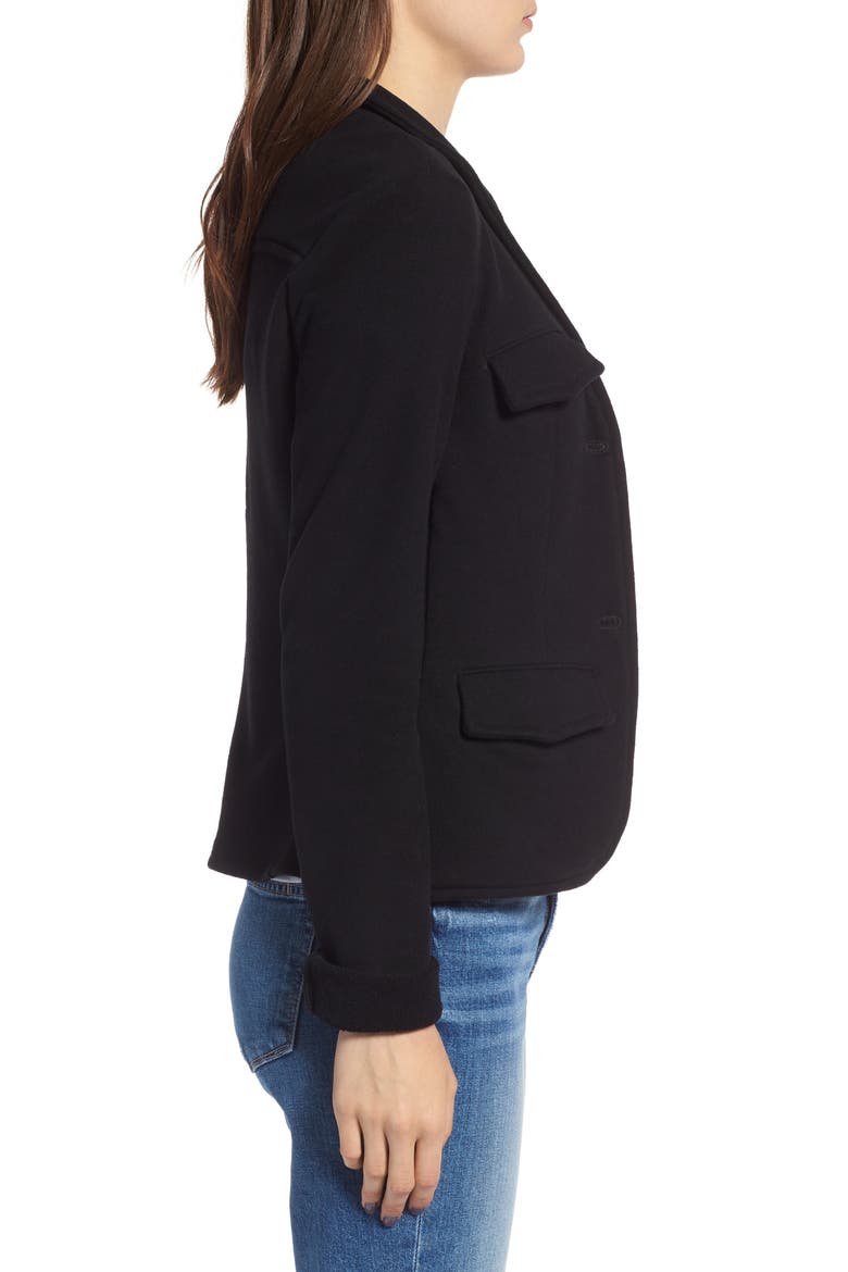 Shrunken Military Blazer, Alternate, color, BLACK