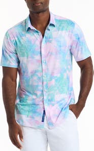 Robert Graham Icarus Short Sleeve Knit Button-Up Shirt