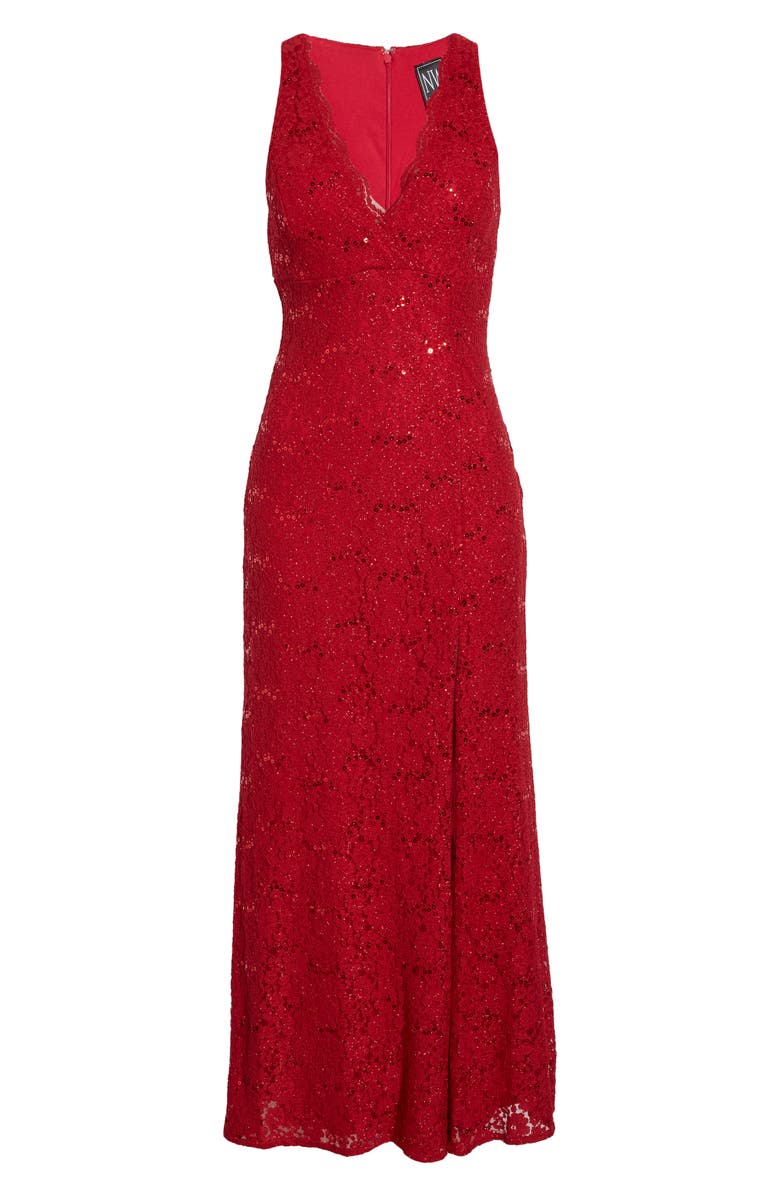 Nightway Sequin & Glitter Lace Gown, Alternate, color, 
