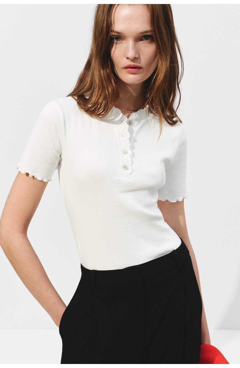 H&M Overlocked jersey top, Alternate, color, White