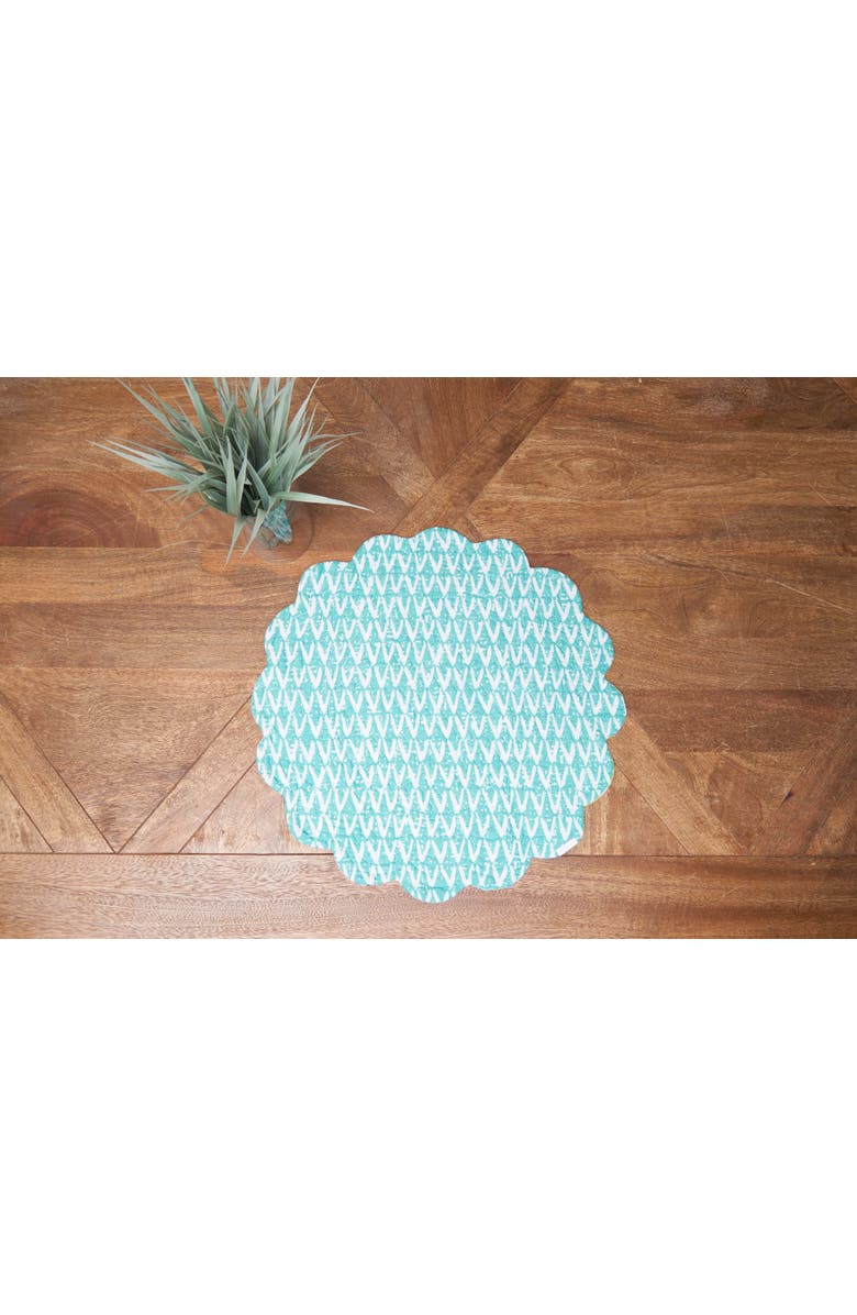 C&F Home Surfside Sound Scalloped Round Placemats Set of 6 Nautical Design Beach, 17", Alternate, color, Blue