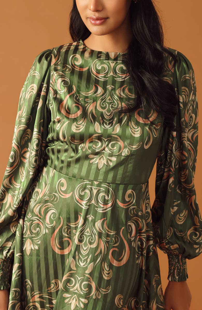 FLYING TOMATO Long Sleeve Print Midi Dress, Alternate, color,