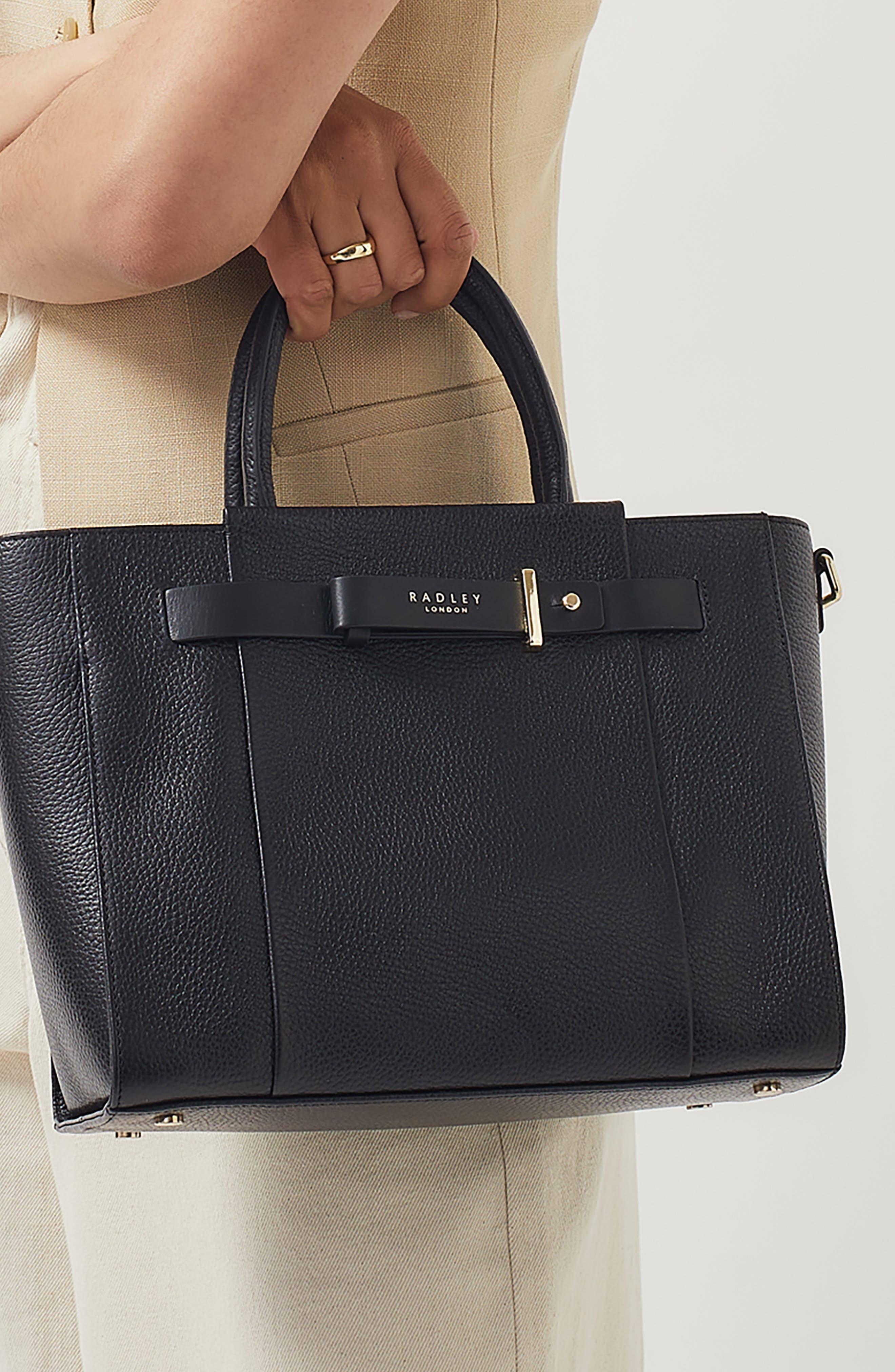 Radley Islington Way Medium Leather Tote Bag, Alternate, color, Black