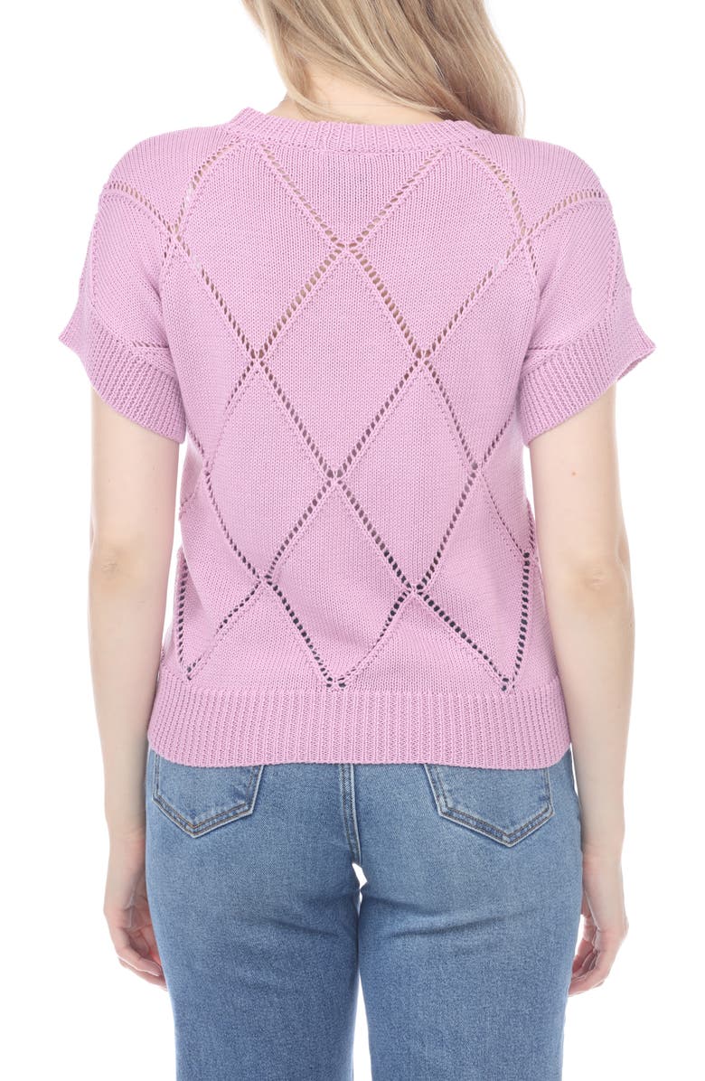RAIN AND ROSE Diamond Open Knit Top, Alternate, color, Lavender