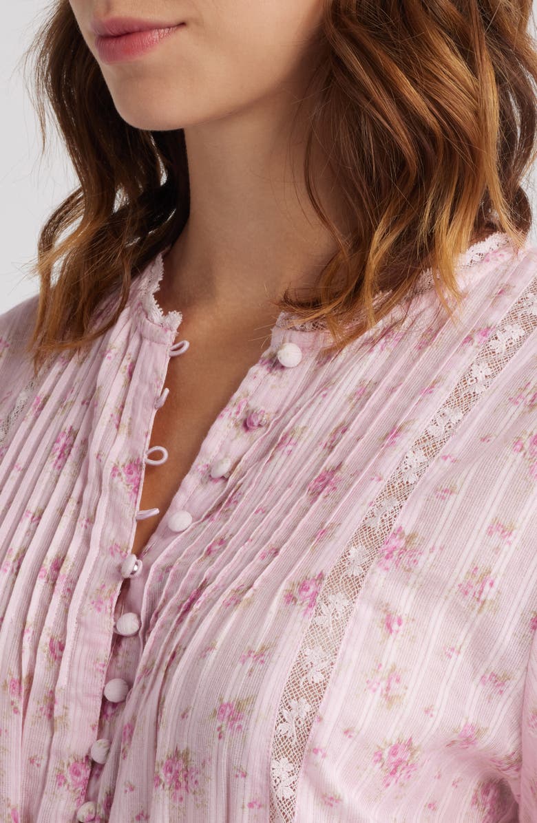 LoveShackFancy Janis Long Sleeve Minidress, Alternate, color, Raspberry Fields