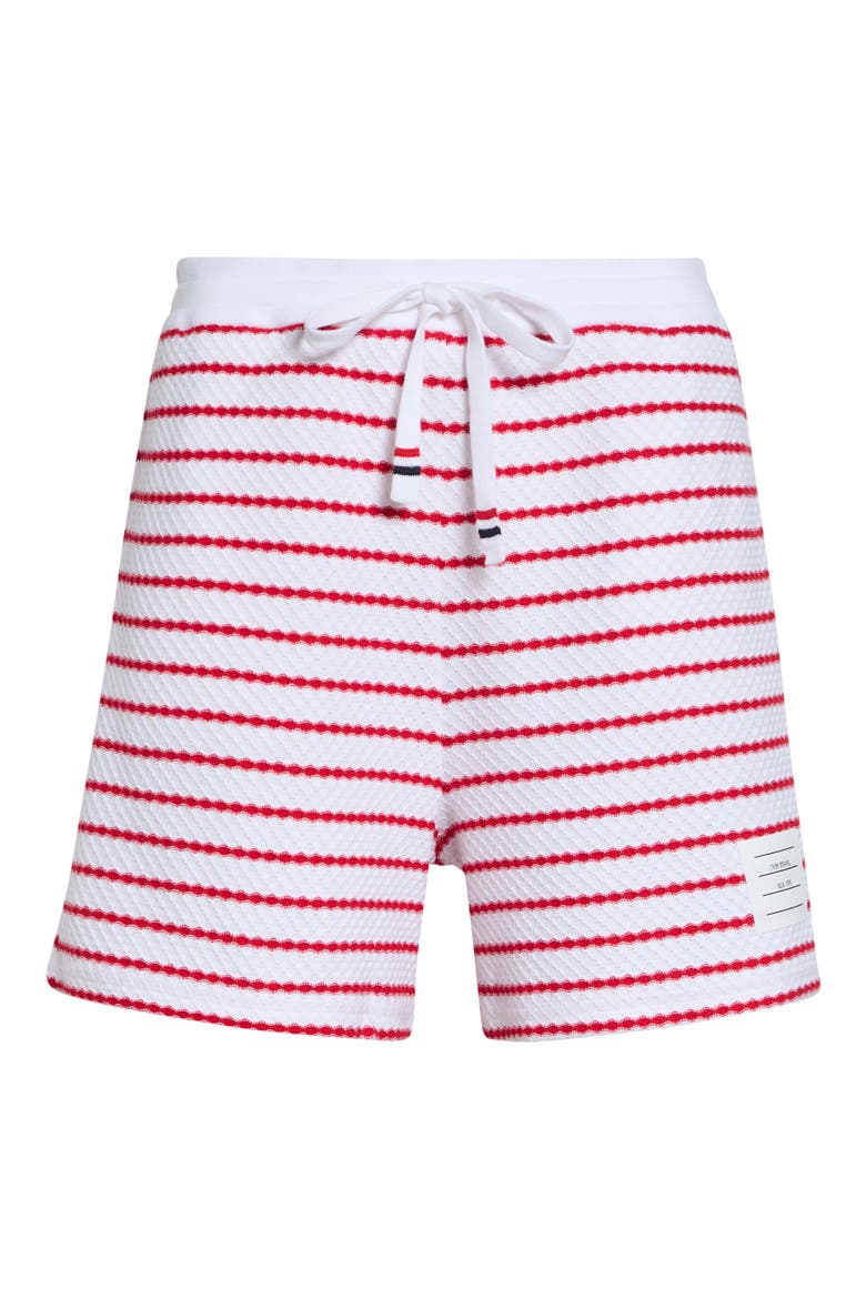 Stripe Cotton Honeycomb Jacquard Shorts, Alternate, color, WHITE/ RED
