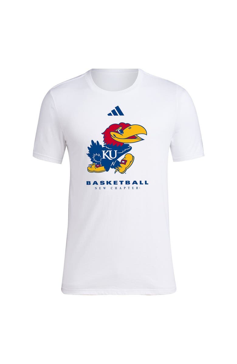 adidas White Kansas Jayhawks 2023 On Court Bench Fresh T-Shirt, Alternate, color, 