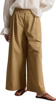 Polo Ralph Lauren Pleated Cotton Ankle Wide Leg Pants
