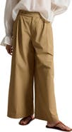 Polo Ralph Lauren Pleated Cotton Ankle Wide Leg Pants