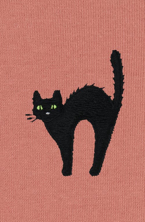 Dalix Black Cat Cropped Fleece Hoodie In Mauve