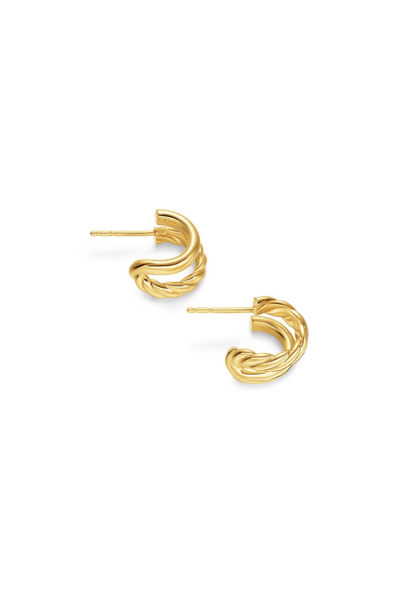 DY Mercer® Double Hoop Huggie Earrings in 18K Yellow Gold, 7.8mm, Alternate, color, GOLD