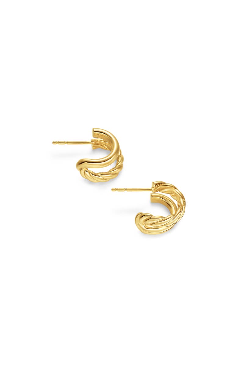 David Yurman DY Mercer<sup>®</sup> Double Hoop Huggie Earrings in 18K Yellow Gold, 7.8mm, Alternate, color, Gold