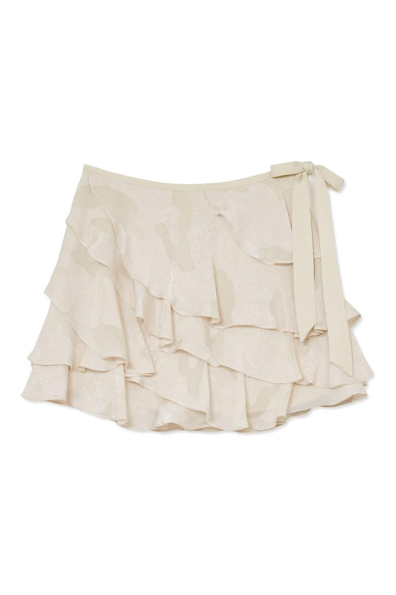 Cameron Ruffle Tie Waist Jacquard Skirt, Alternate, color, CREAM