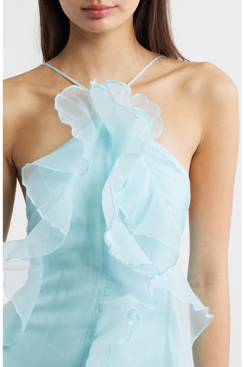 Bela Ruffle Halter Dress, Alternate, color, CAPRI BLUE